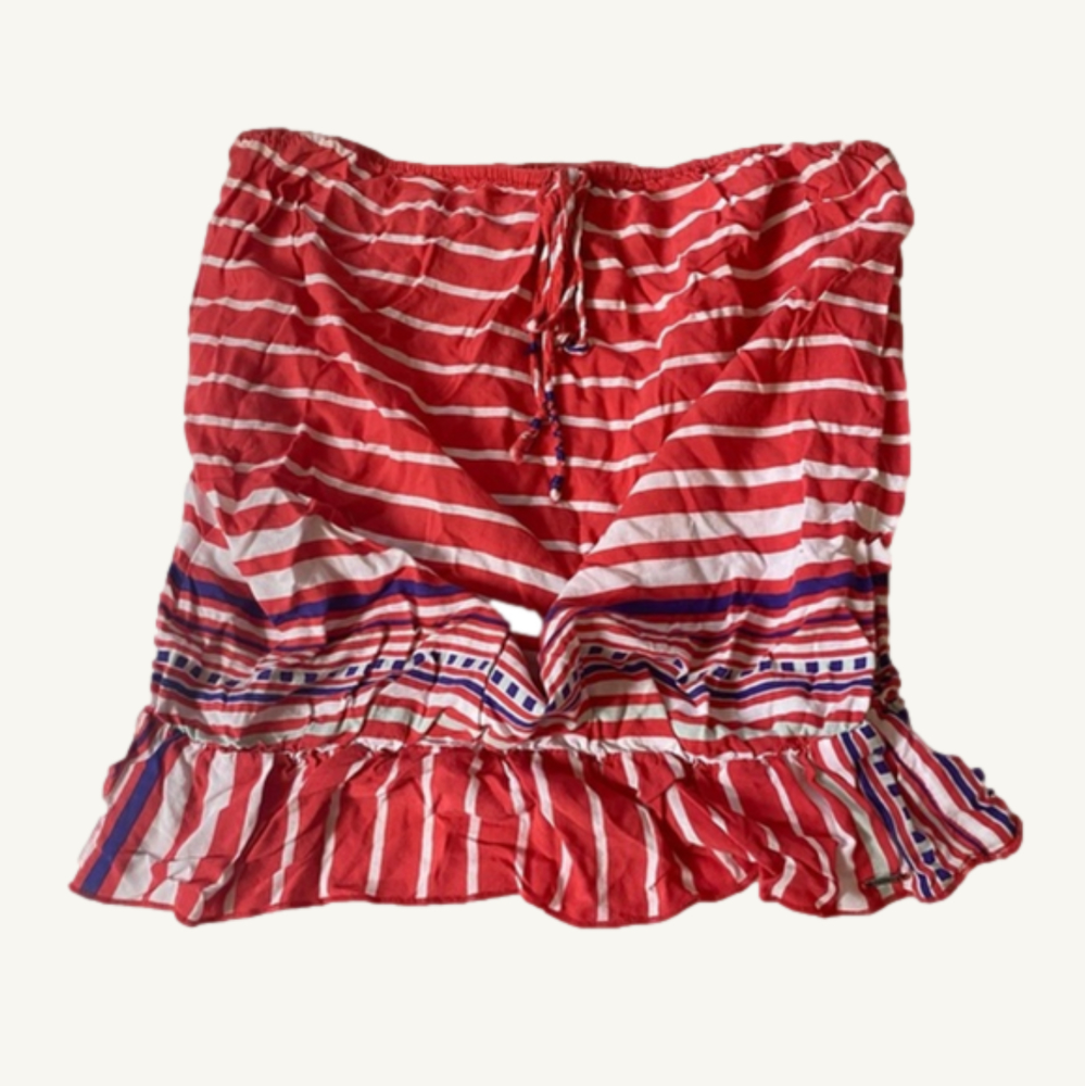 Garage Red & Blue Striped Tube Top With Tie Top & Flare Bottom Size Extra Small